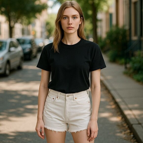 Zara Size 6 Womens White High-Waisted Denim Shorts With Raw Hem & Button Fly - Picture 1 of 8